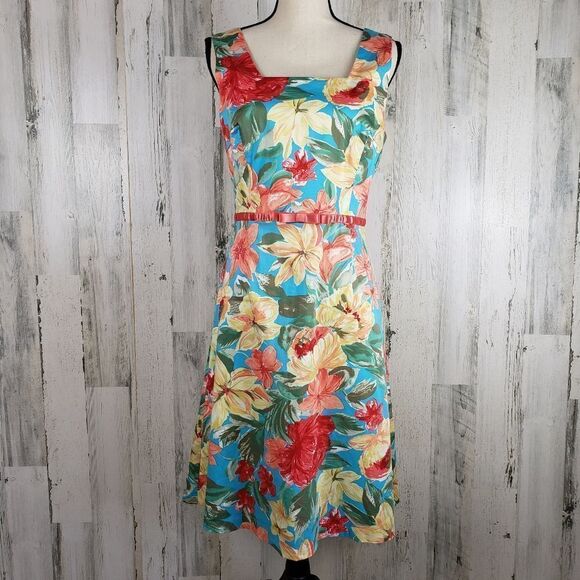 Sangria Tropical Floral Vacation Dress Sz 12 - Picture 1 of 8